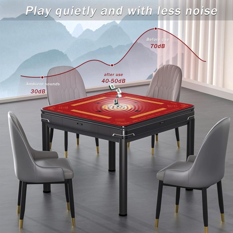 2F22E Mahjong Mat with Rules Card, Noise Reduction Non-Slip Mahjong Mat for Table Board Games Table Mat, Card Games, Tile Games, Dominoes (Red) - Image 3